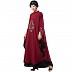 Embroidery Irani Kaftan with contrast border- Maroon-Black